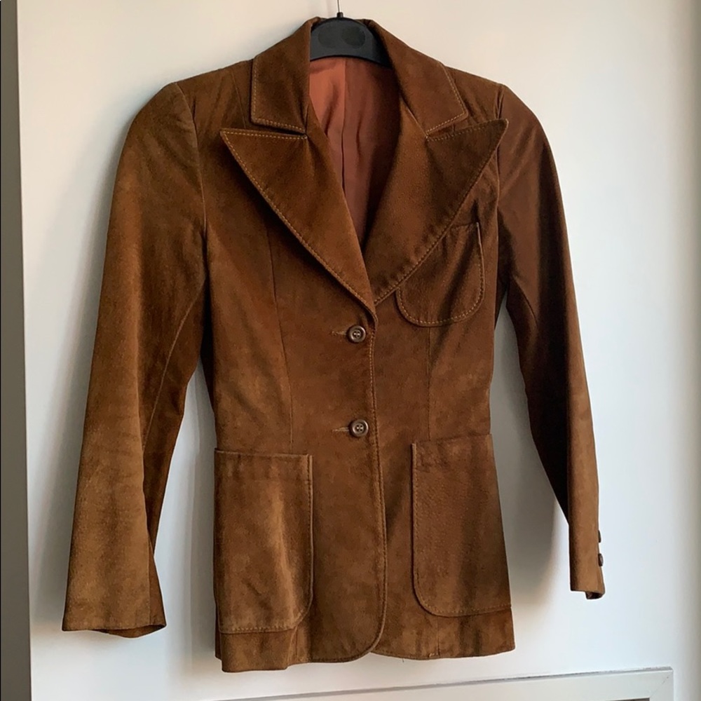 Vintage Suede Leather Blazer Jacket